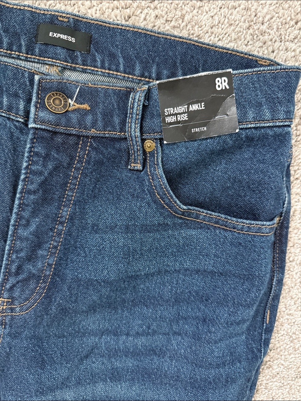 Express straight ankle, high-rise stretch, jeans - Picture 3 of 11